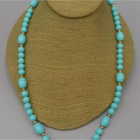 Avon 1983 Turquoise Impressions Necklace Simulated Turquoise Gold Accents Vtg - Picture 8 of 8